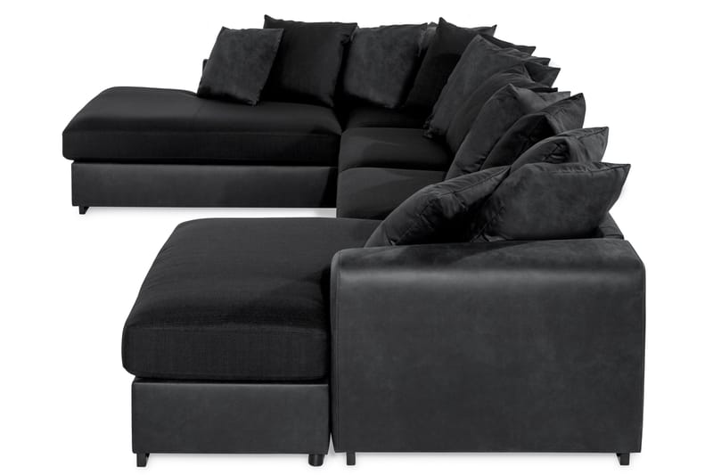 Cuba 5-personers Venstrevendt U-formet Sofa med Divan og Chaiselong i Kunstlæder/Stof inkl. Kuvertpuder - Grå / Sort - Møbler - Sofaer - U Sofa