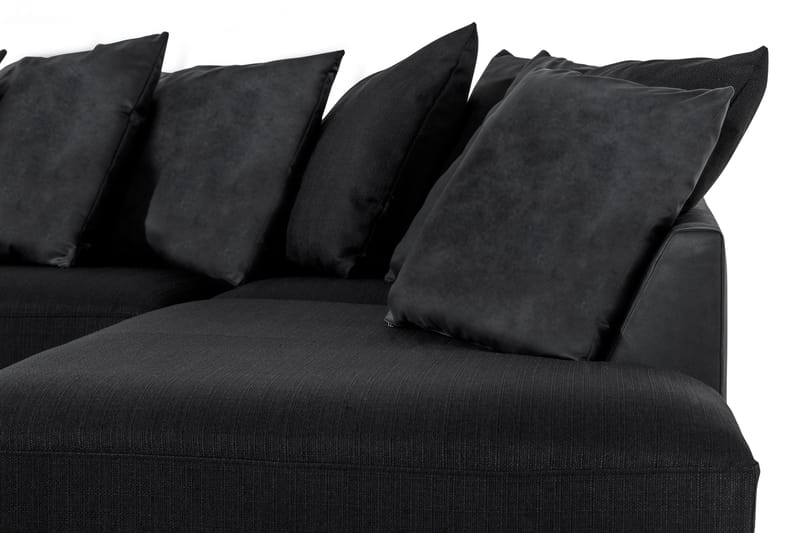 Cuba 5-personers Venstrevendt U-formet Sofa med Divan og Chaiselong i Kunstlæder/Stof inkl. Kuvertpuder - Grå / Sort - Møbler - Sofaer - U Sofa