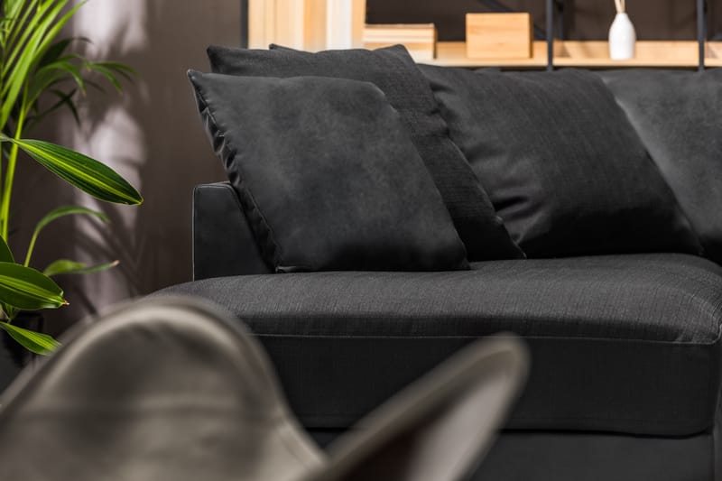 Cuba 5-personers Venstrevendt U-formet Sofa med Divan og Chaiselong i Kunstlæder/Stof inkl. Kuvertpuder - Grå / Sort - Møbler - Sofaer - U Sofa