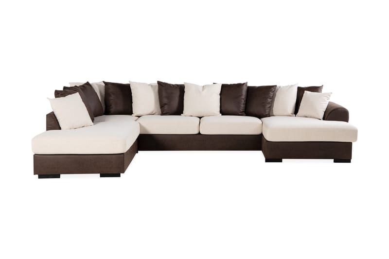 Cuba U-Sofa Chaiselong Højre Inkl. Løse Puder - Beige/Brun - U Sofa