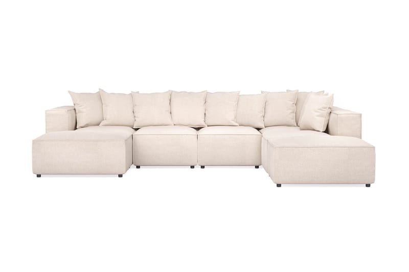 Cubo 5-personers U-formet Dyb Modulsofa med Divan og Chaiselong i Fløjl, Beige