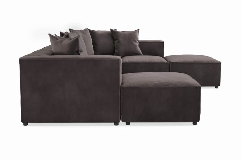 Cubo 5-personers U-formet Dyb Modulsofa med Divan og Chaiselong i Fløjl - Mørkegrå - Møbler - Sofaer - U Sofa