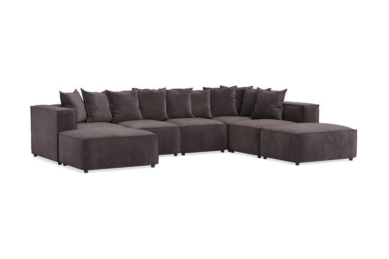 Cubo 5-personers U-formet Dyb Modulsofa med Divan og Chaiselong i Fløjl - Mørkegrå - Møbler - Sofaer - U Sofa