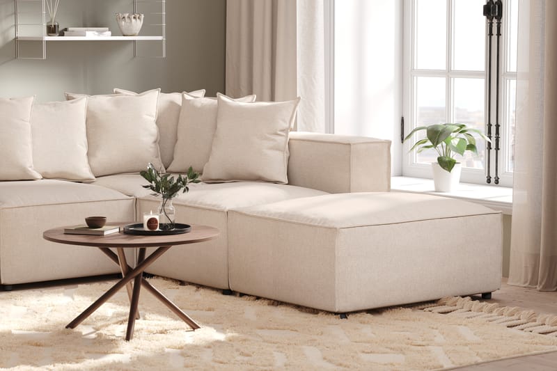 Cubo 5-personers U-formet Dyb Modulsofa med Divan og Chaiselong i Fløjl - Beige - Møbler - Sofaer - U Sofa