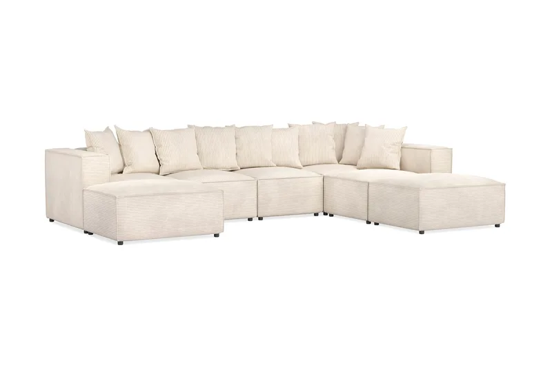 Cubo 5-personers U-formet Dyb Modulsofa med Divan og Chaiselong i Manchester - Beige - Møbler - Sofaer - U Sofa