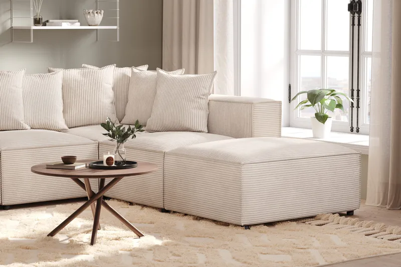 Cubo 5-personers U-formet Dyb Modulsofa med Divan og Chaiselong i Manchester - Beige - Møbler - Sofaer - U Sofa