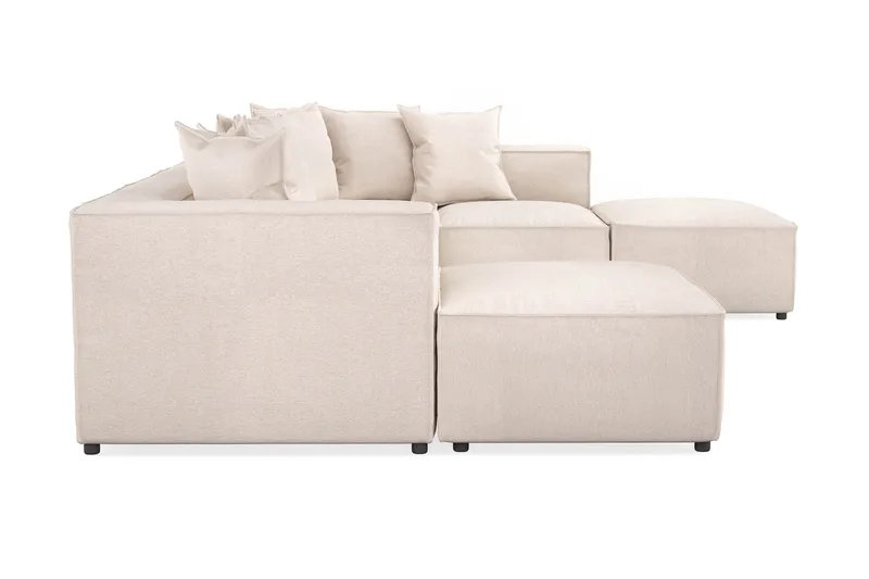 Cubo 5-personers U-formet Dyb Modulsofa med Divan og Chaiselong i Fløjl - Beige - Møbler - Sofaer - U Sofa