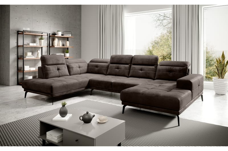 Devender Sofa m. Chaiselonger - Brun - U Sofa