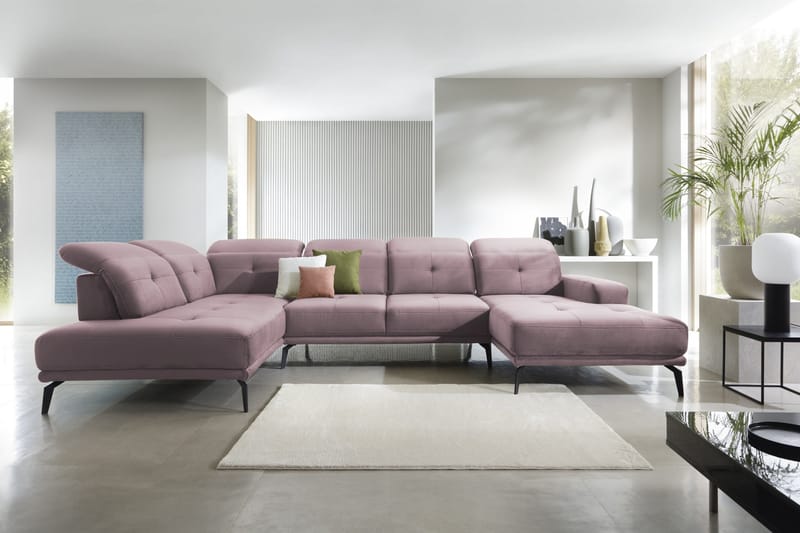 Devender Sofa m. Chaiselonger - Lys Lyserød - U Sofa