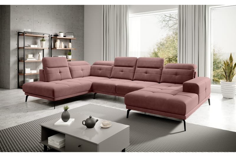 Devender Sofa m. Chaiselonger - Lyserød - U Sofa