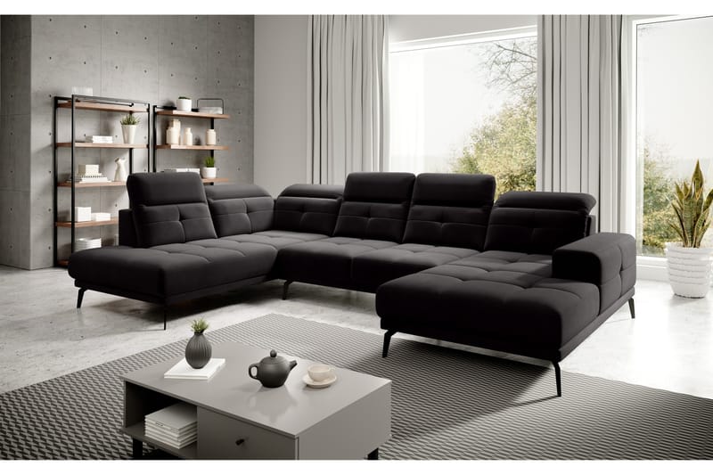 Devender Sofa m. Chaiselonger - Sort - U Sofa