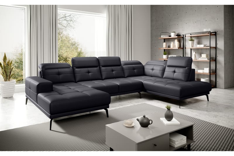 Devender Sofa m. Chaiselonger - Sort - U Sofa