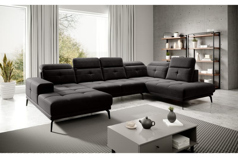 Devender Sofa m. Chaiselonger - Sort - U Sofa