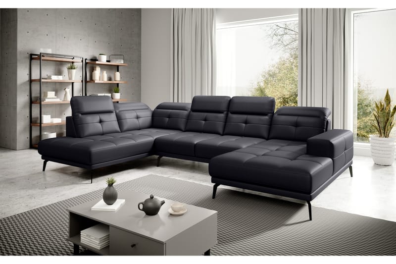 Devender Sofa m. Chaiselonger - Sort - U Sofa