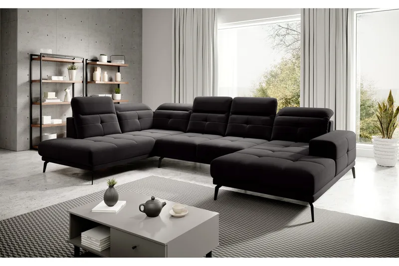 Devender Sofa m. Chaiselonger, Sort