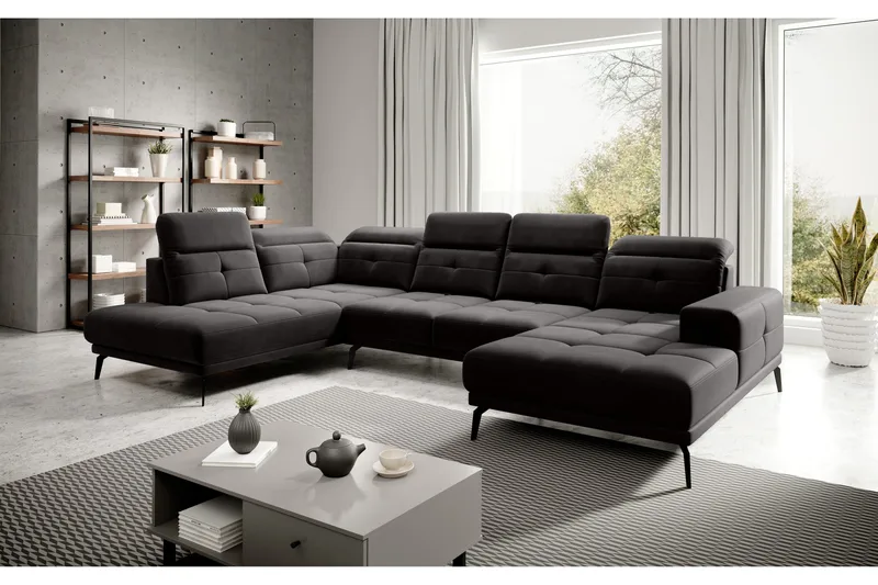 Devender Sofa m. Chaiselonger - Sort - Møbler - Sofaer - U Sofa