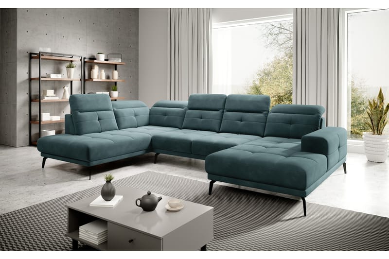 Devender Sofa m. Chaiselonger - Turkis - U Sofa