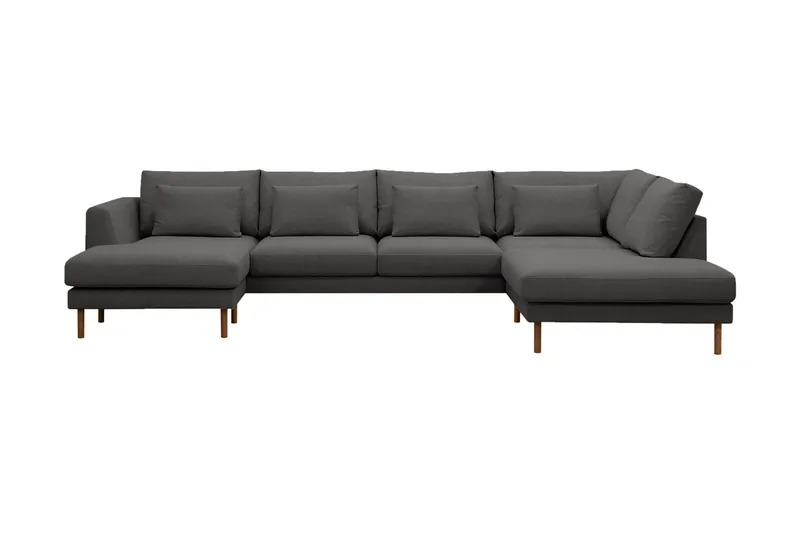 Florenz 4-personers Højrevendt U-formet Sofa med Divan og Chaiselong i Stof, Mørkegrå