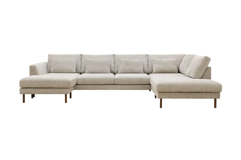 Florenz 4-personers Højrevendt U-formet Sofa med Divan og Chaiselong i Chenille, Grå/Beige