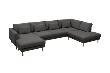 Florenz 4-personers Højrevendt U-formet Sofa med Divan og Chaiselong i Stof - Mørkegrå - Møbler - Sofaer - U Sofa