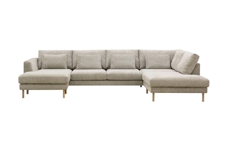 Florenz 4-personers Højrevendt U-formet Sofa med Divan og Chaiselong i Chenille, Grå/Beige