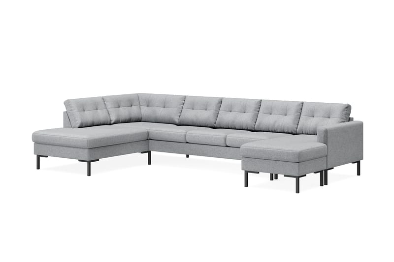 Frillestad 5-personers Venstrevendt U-formet Sofa med Divan og Chaiselong i Stof - Grå - Møbler - Sofaer - U Sofa