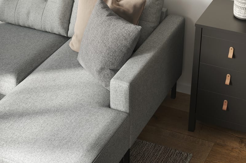 Frillestad 5-personers Venstrevendt U-formet Sofa med Divan og Chaiselong i Stof - Grå - Møbler - Sofaer - U Sofa