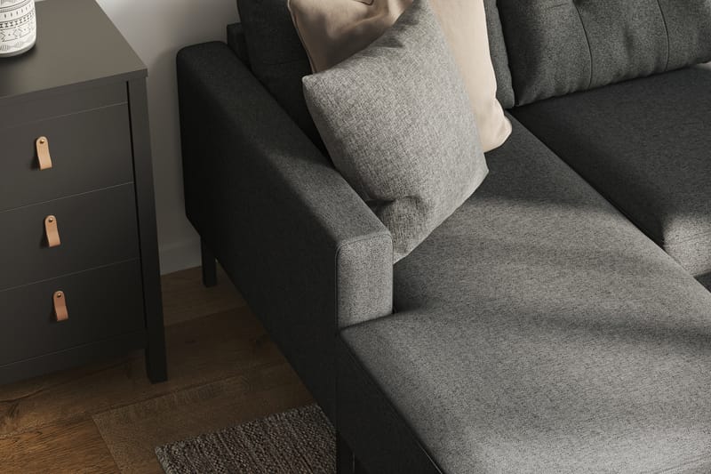 Frillestad 5-personers Højrevendt U-formet Sofa med Divan og Chaiselong i Stof - Mørkegrå - Møbler - Sofaer - U Sofa
