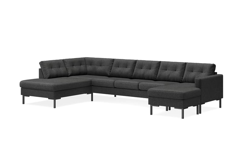 Frillestad 5-personers Venstrevendt U-formet Sofa med Divan og Chaiselong i Stof - Mørkegrå - Møbler - Sofaer - U Sofa