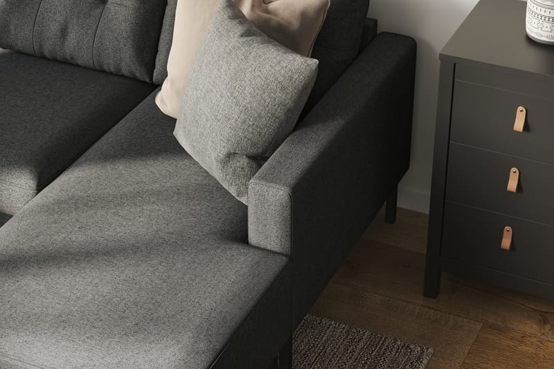 Frillestad 5-personers Venstrevendt U-formet Sofa med Divan og Chaiselong i Stof - Mørkegrå - Møbler - Sofaer - U Sofa