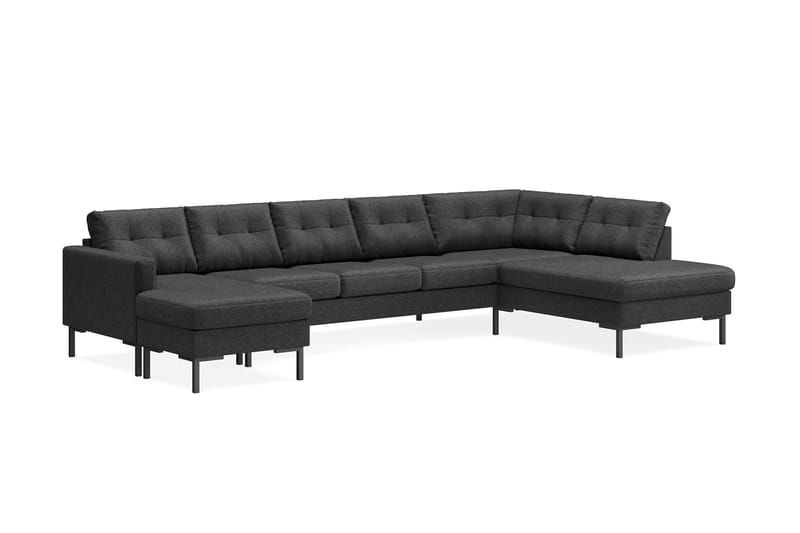 Frillestad 5-personers Højrevendt U-formet Sofa med Divan og Chaiselong i Stof - Mørkegrå - Møbler - Sofaer - U Sofa