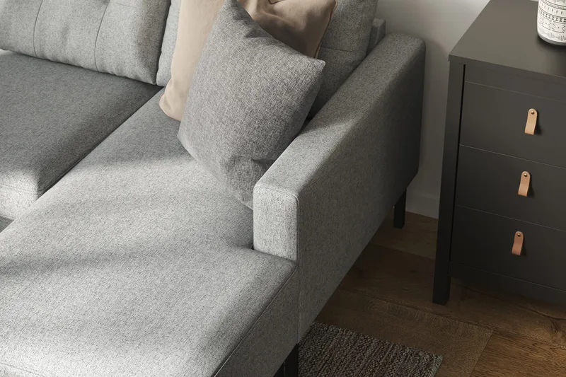 Frillestad 5-personers Venstrevendt U-formet Sofa med Divan og Chaiselong i Stof - Grå - Møbler - Sofaer - U Sofa