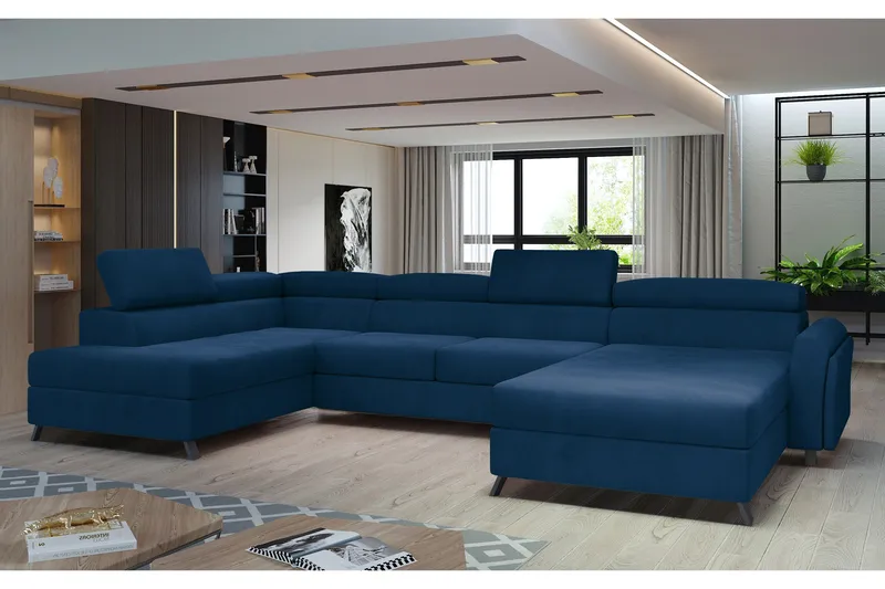 Josette U-sofa med Chaiselong Højre - Blå - Møbler - Sofaer - U Sofa