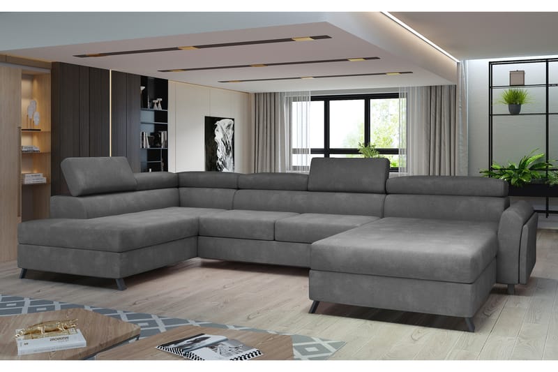 Josette U-sofa med Chaiselong Højre - Grå - Møbler - Sofaer - U Sofa