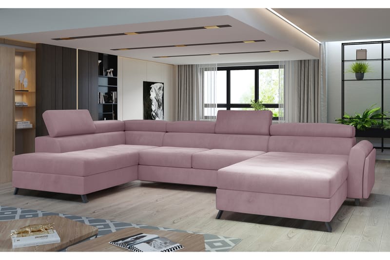 Josette U-sofa med Chaiselong Højre - Lyserød - Møbler - Sofaer - U Sofa