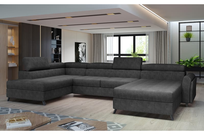 Josette U-sofa med Chaiselong Højre - Mørkegrå - Møbler - Sofaer - U Sofa