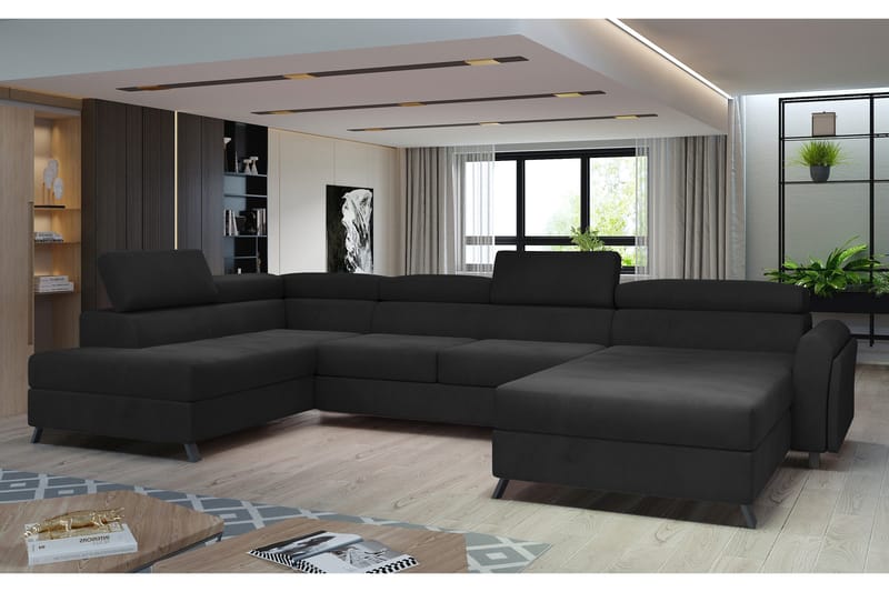 Josette U-sofa med Chaiselong Højre - Sort - Møbler - Sofaer - U Sofa