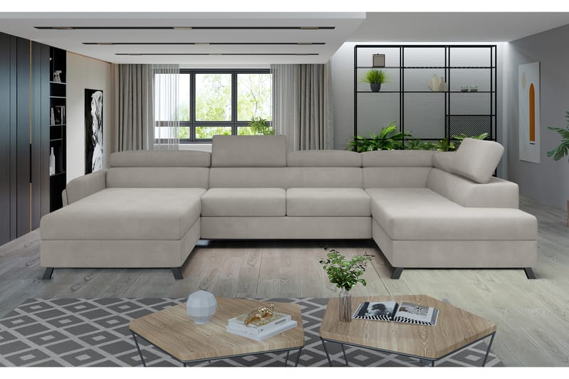 Josette U-sofa med Chaiselong Venstre - Beige - U Sofa