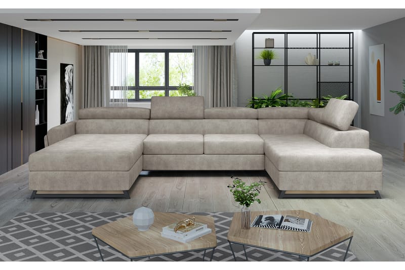 Josette U-sofa med Chaiselong Venstre - Beige - U Sofa