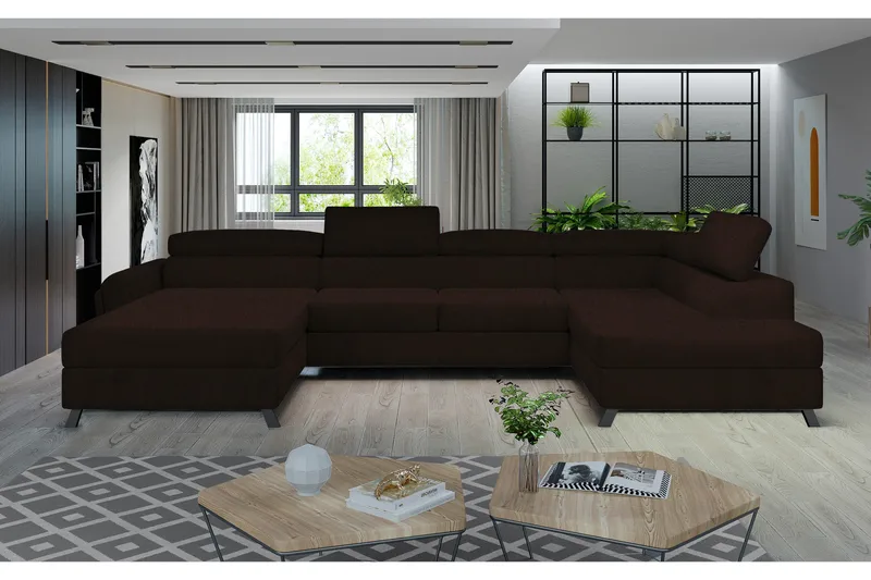 Josette U-sofa med Chaiselong Venstre - Brun - Møbler - Sofaer - U Sofa