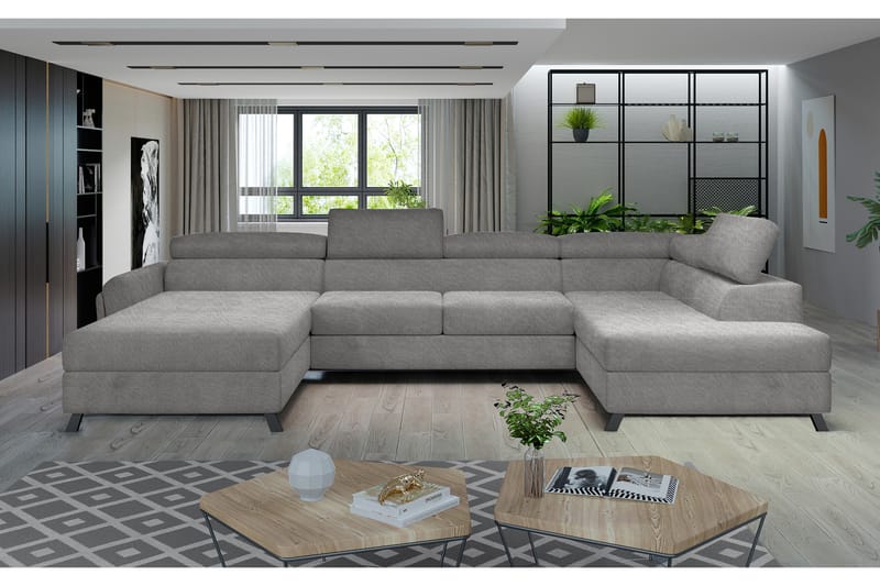 Josette U-sofa med Chaiselong Venstre - Grå - Møbler - Sofaer - U Sofa