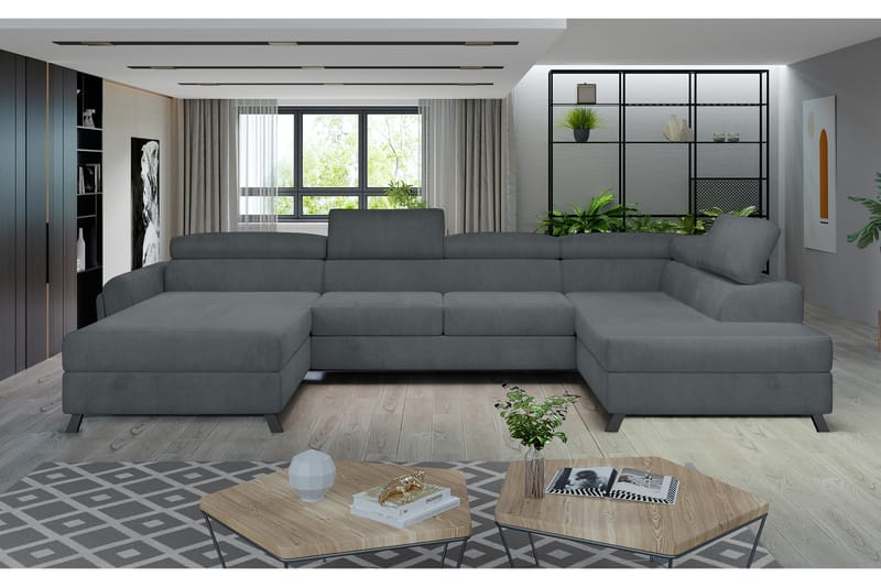 Josette U-sofa med Chaiselong Venstre - Grå - Møbler - Sofaer - U Sofa