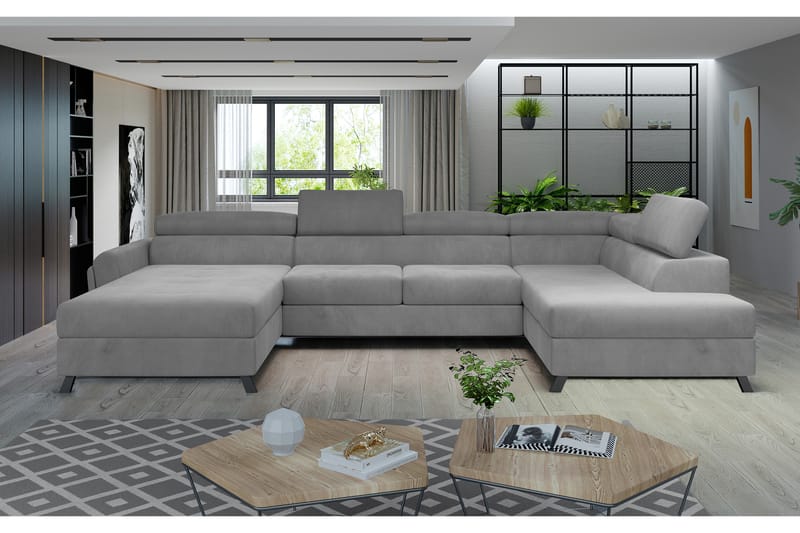 Josette U-sofa med Chaiselong Venstre - Grå - Møbler - Sofaer - U Sofa