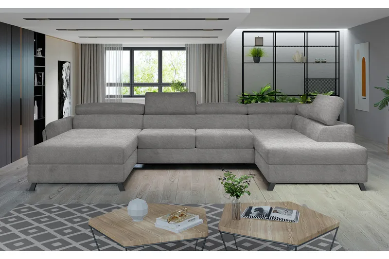Josette U-sofa med Chaiselong Venstre, Grå