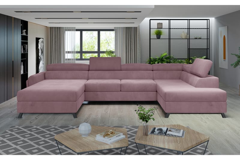 Josette U-sofa med Chaiselong Venstre - Lyserød - Møbler - Sofaer - U Sofa