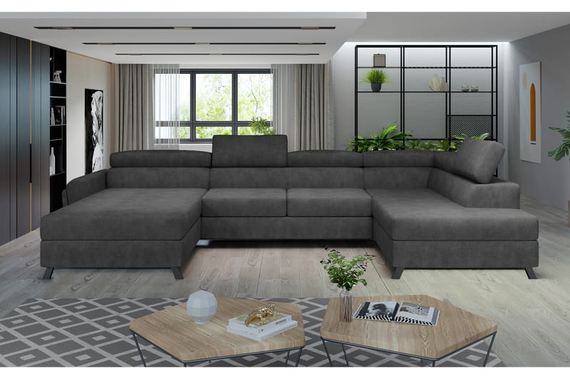 Josette U-sofa med Chaiselong Venstre - Mørkegrå - Møbler - Sofaer - U Sofa