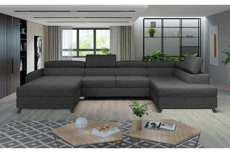 Josette U-sofa med Chaiselong Venstre - Mørkegrå - Møbler - Sofaer - U Sofa