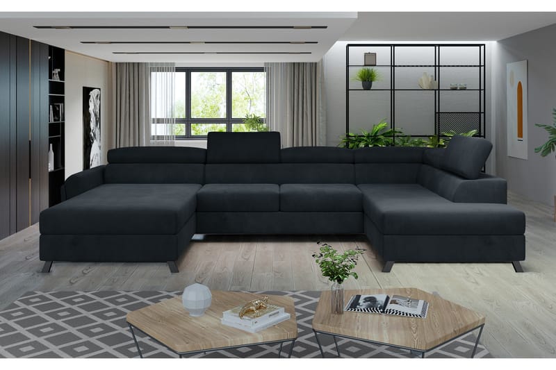 Josette U-sofa med Chaiselong Venstre, Mørkegrå