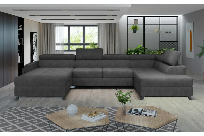 Josette U-sofa med Chaiselong Venstre - Mørkegrå - Møbler - Sofaer - U Sofa