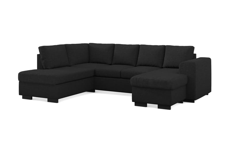 Link 4-personers Venstrevendt U-formet Sofa med Divan og Chaiselong i Stof - Sort - Møbler - Sofaer - U Sofa